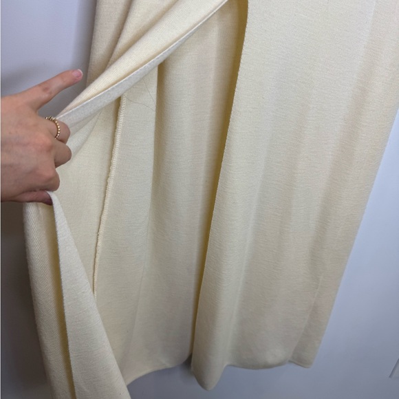 Vintage Rodier off white wool blend minimalist long slits sleeveless cardigan - Picture 10 of 12